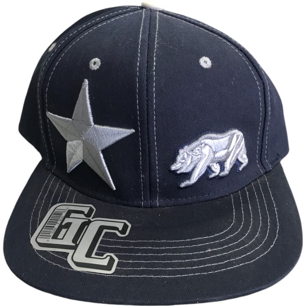 GC California Republic Logo Embroidered Snapback Hat Navy Adjustable